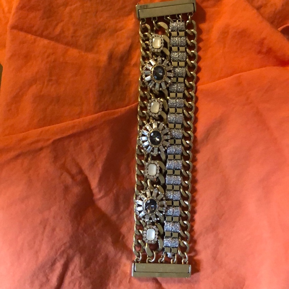 Gold bracelet with rhinestones